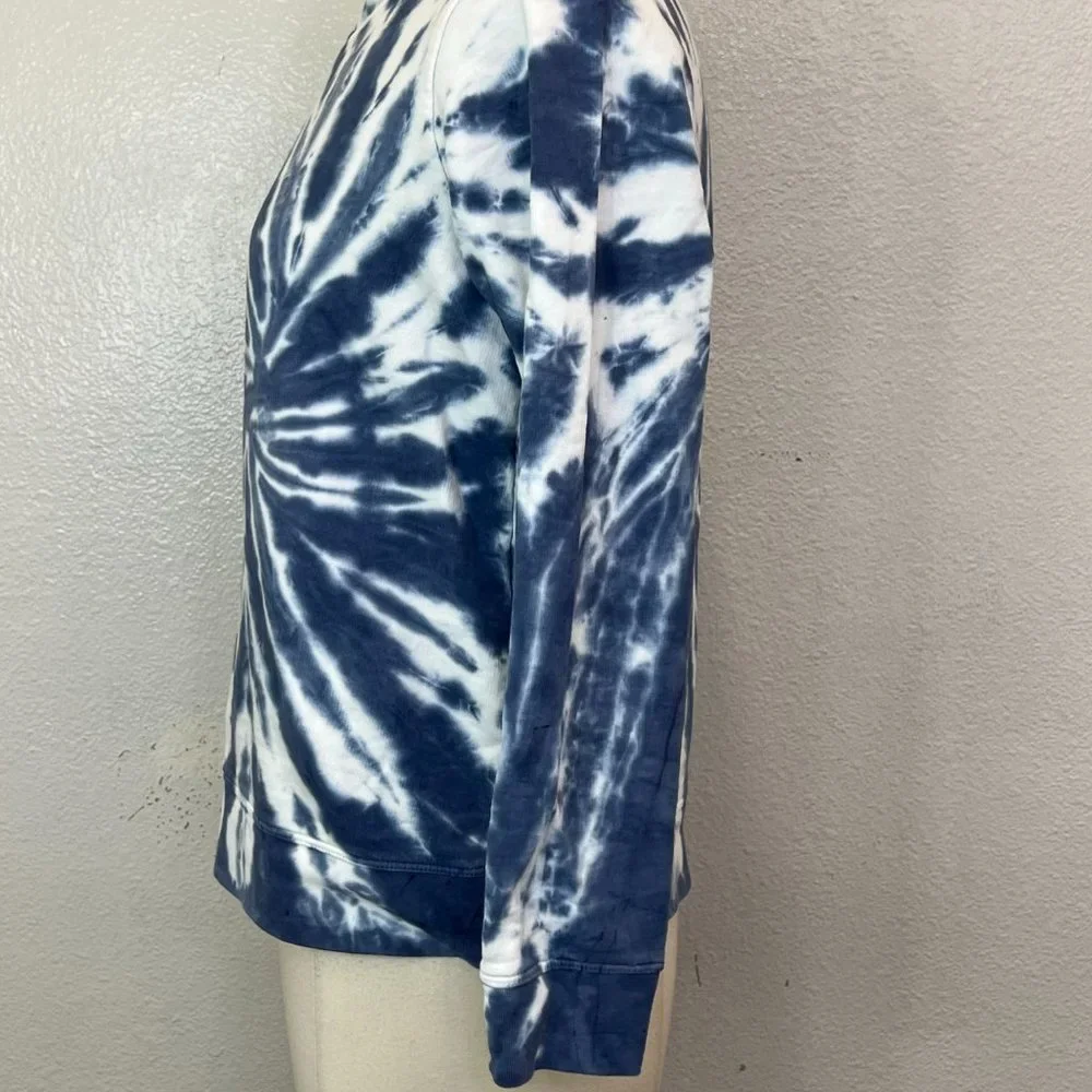 J. Crew‎ White Blue Tie Dye Sweatshirt Size S 100% Cotton